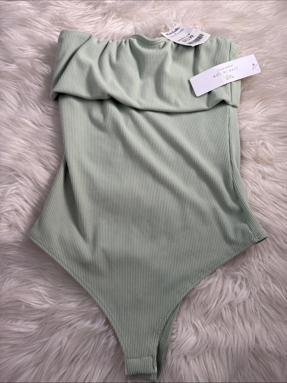Sage Green Ribbed Halter Bodysuit